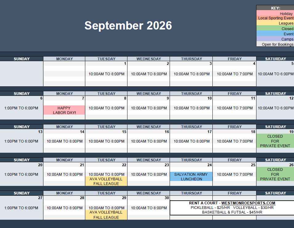 September 2026 Calendar